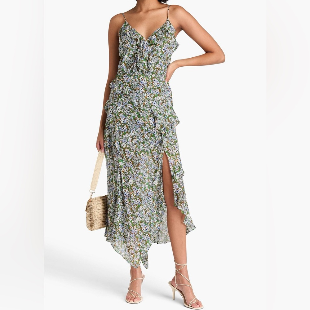 Veronica Beard Asymmetrical Green and Blue Dress